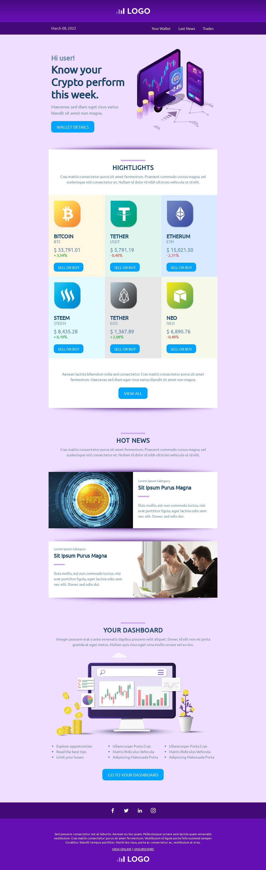 Crypto wallet tracker email template