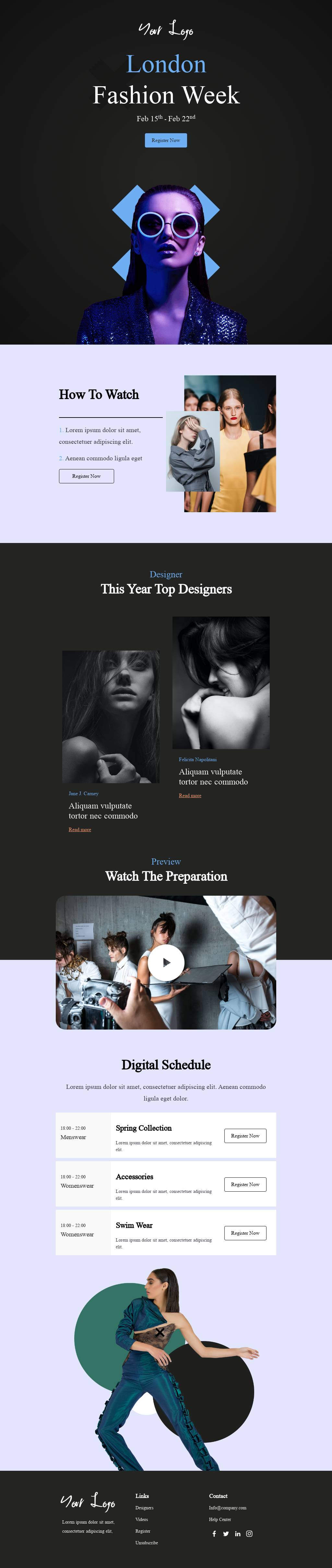 London Fashion Week email template