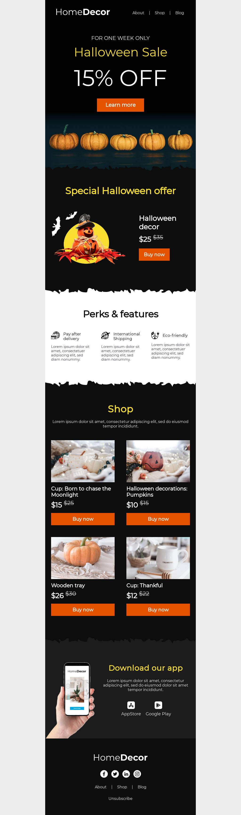 Halloween savings email template