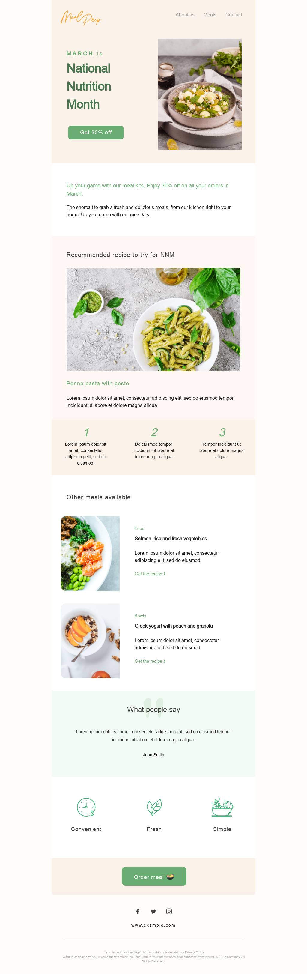 Meal kits promotion email template