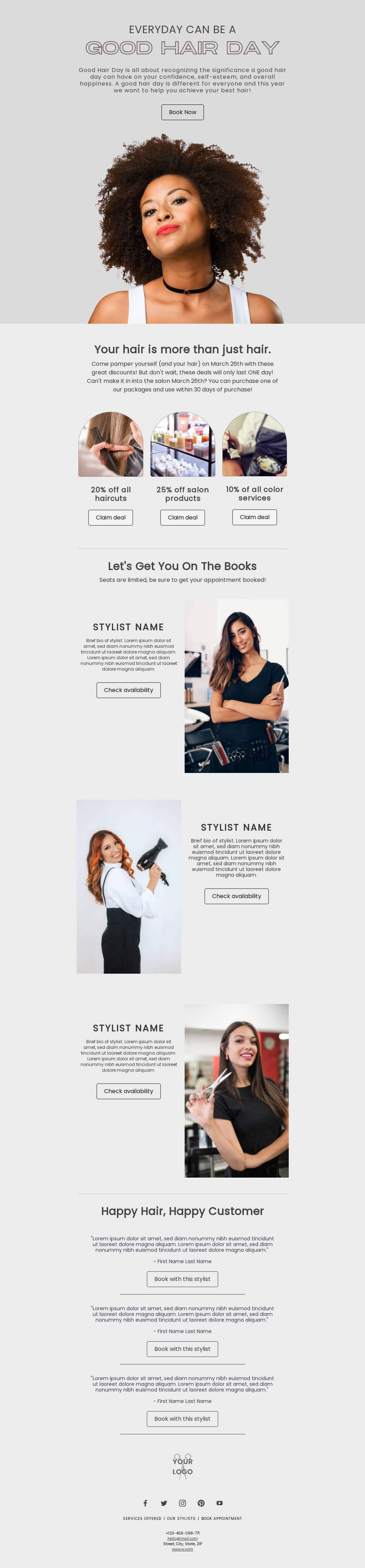 Hair salon email template